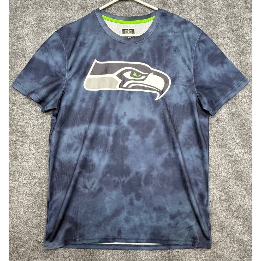 NFL Team Apparel Seattle Seahawks Tie Dye Shirt Mens Large Blue Grey Mesh Tee